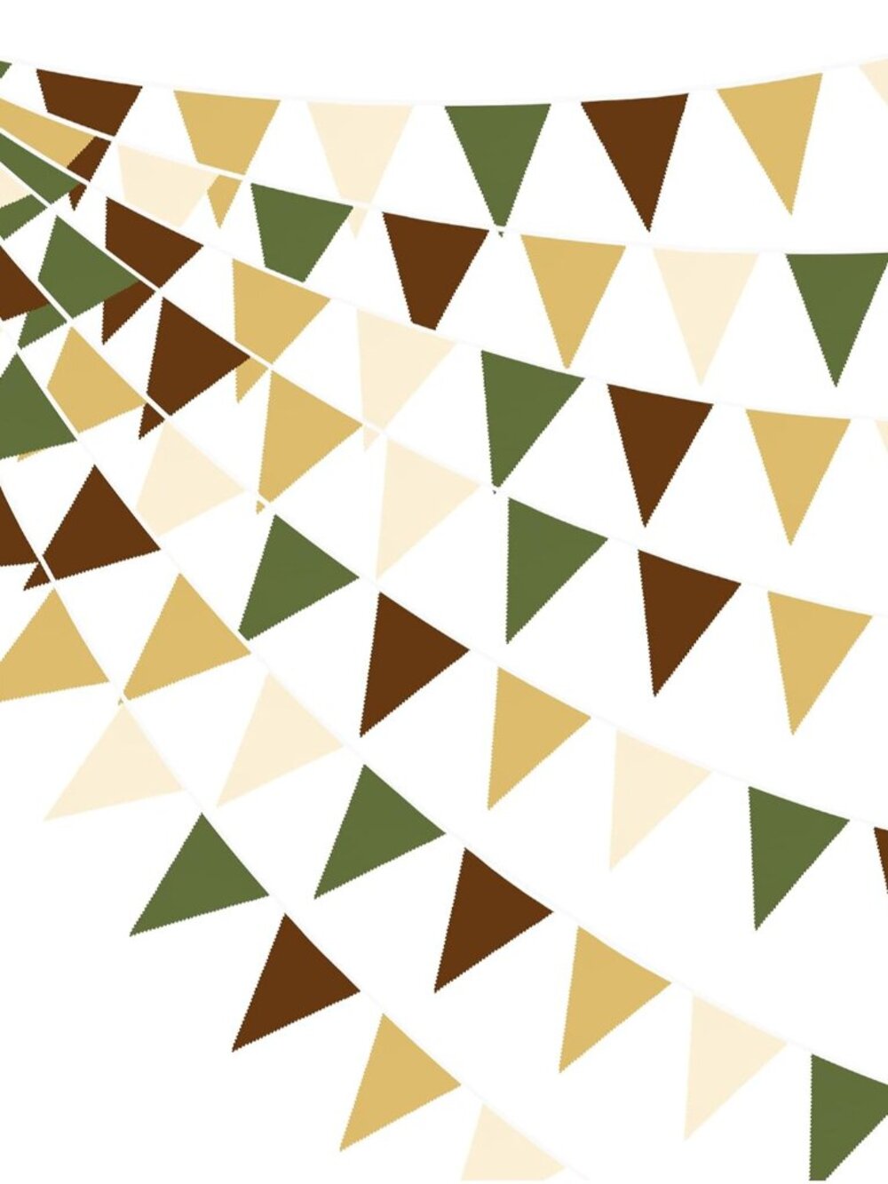 32Ft Woodland Party Decorations Olive Green Tan Brown Cream Neutral Triangle Fla